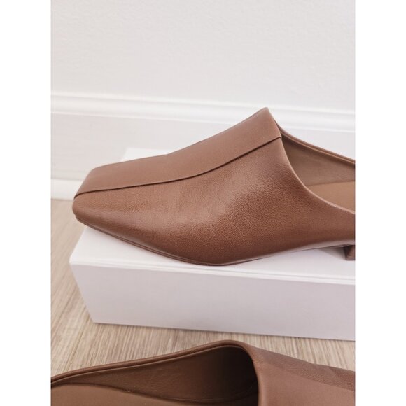 Vince Nida Brown Leather Square Toe Backless Slip On Mule Loafer Shoes 9 39 - Picture 4 of 10